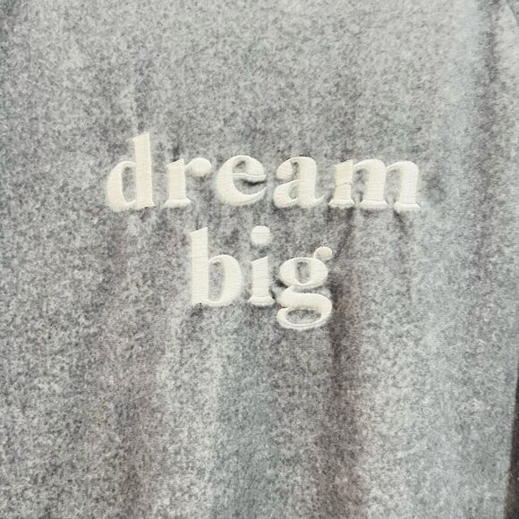 KATE SPADE Dream Big Gray Pajama Top Pullover  Fleece Embroidered Size Medium - Picture 5 of 7
